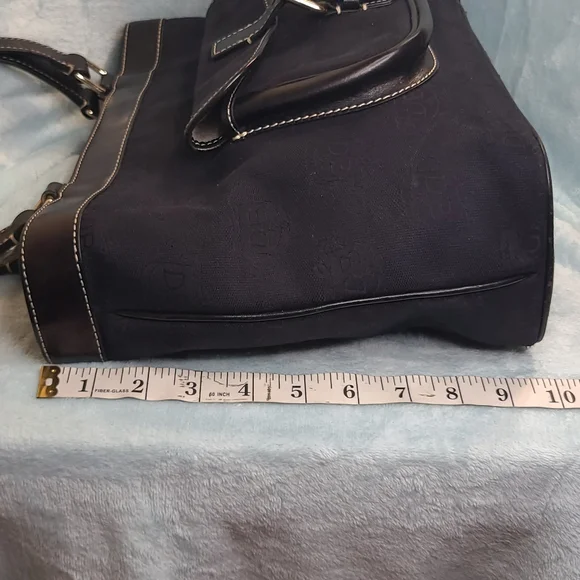 Dooney & Burke Black Leather and Coated Canvas Shoulder Bag - Picture 12 of 17